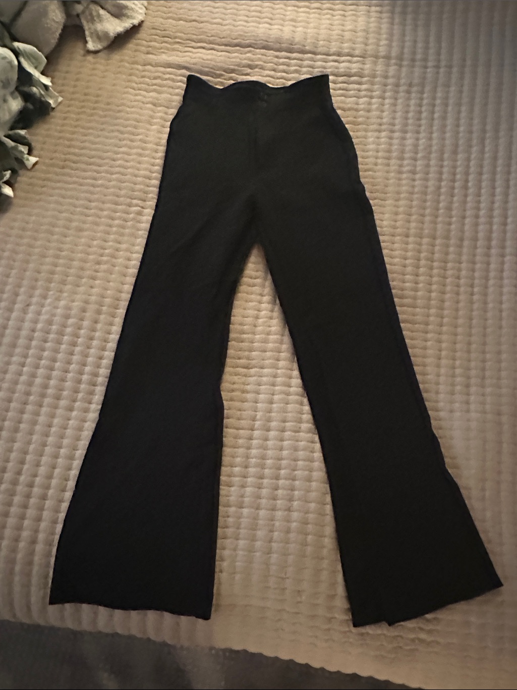 Halara Black Ribbed Flare Pants